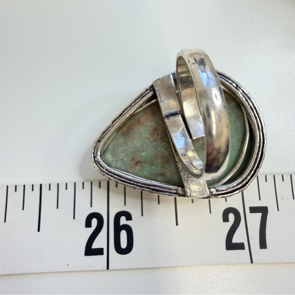 Impression Jasper silver overlay large gemstone ring 925 adjustable size 4-8 - Picture 7 of 8